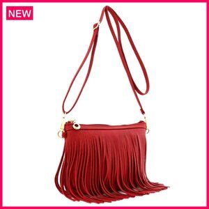 Small Fringe Crossbody Bag with Adjustable Strap and Wrist Strap